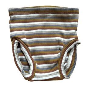 Quincy Mae Brown Stripe Ribbed Organic Cotton Bloomer Toddler 2T